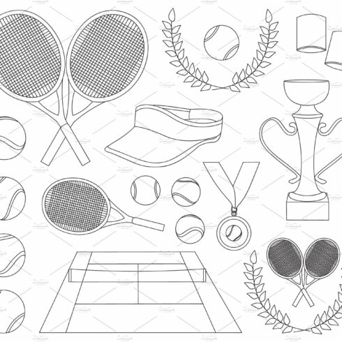 Tennis set icons cover image.