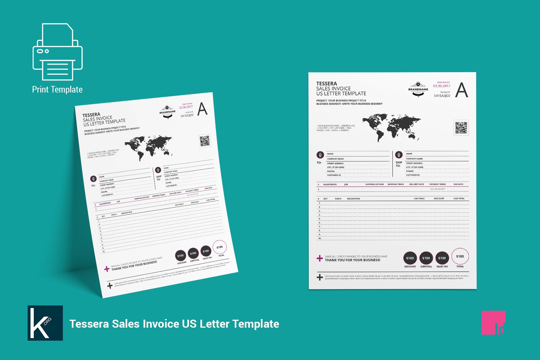 Tessera Sales Invoice US Letter cover image.