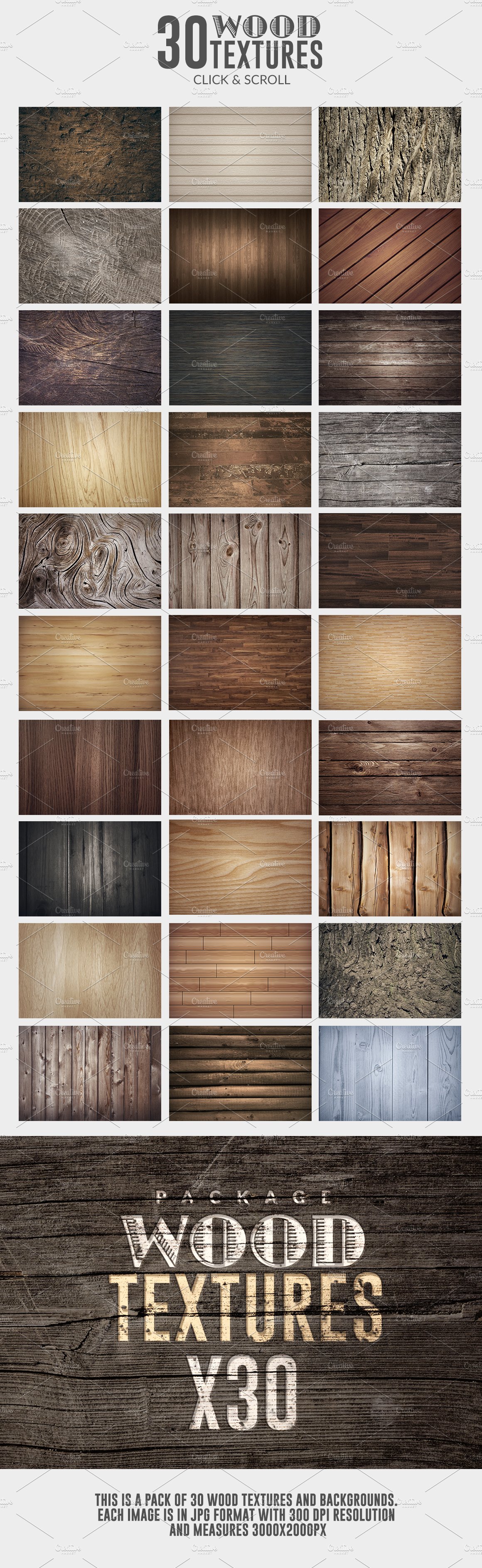 30 Wood Textures | Pack preview image.