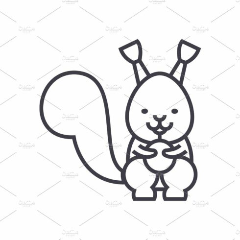 cute squirrel vector line icon, sign, illustration on background, editable ... cover image.