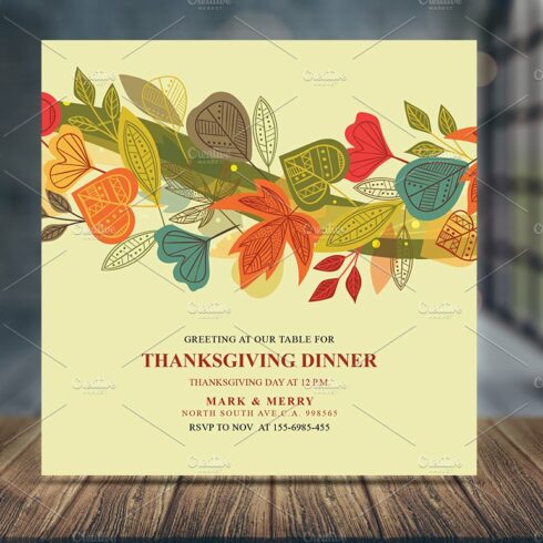 Thanksgiving Dinner Invitations Card cover image.