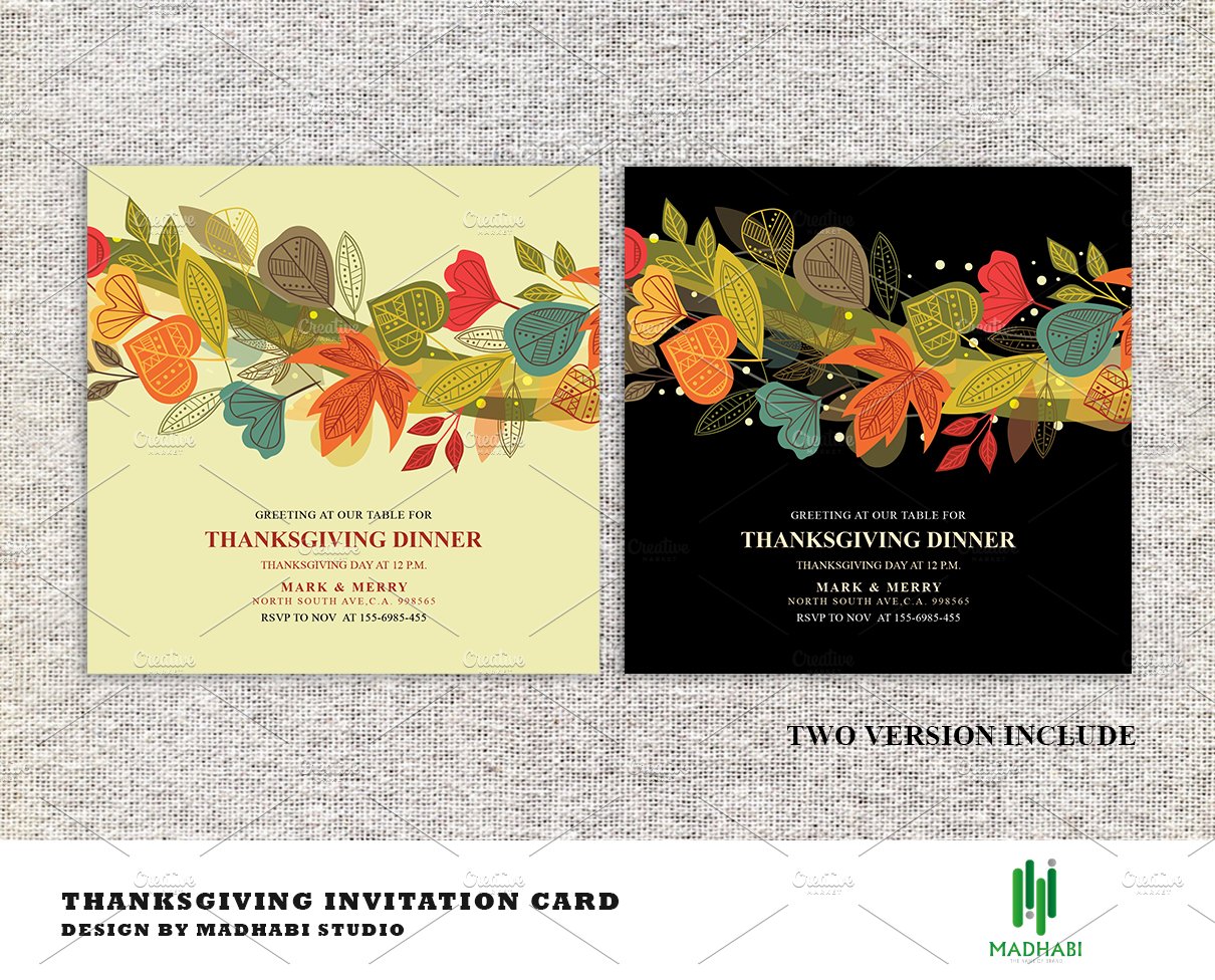 Thanksgiving Dinner Invitations Card preview image.