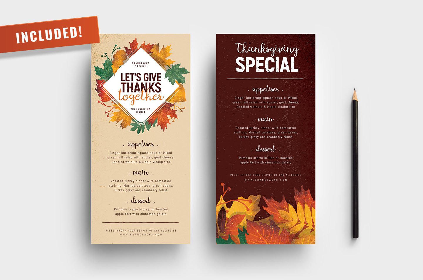 thanksgiving dl menu flyer template 474