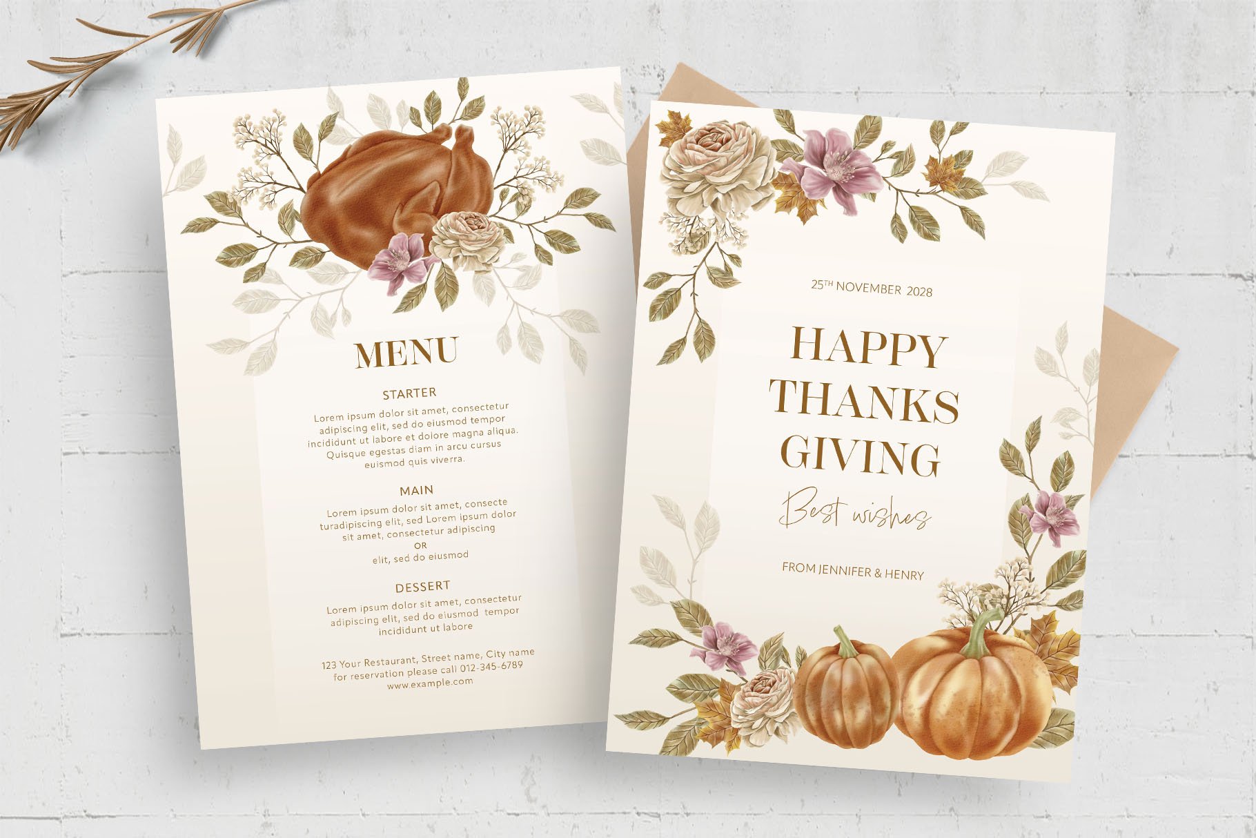 Thanksgiving Menu Card Flyer cover image.