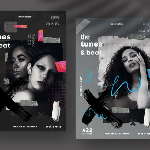 The Tunes & Beat Flyer PSD Templates cover image.
