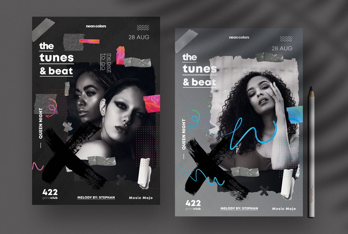 The Tunes & Beat Flyer PSD Templates cover image.