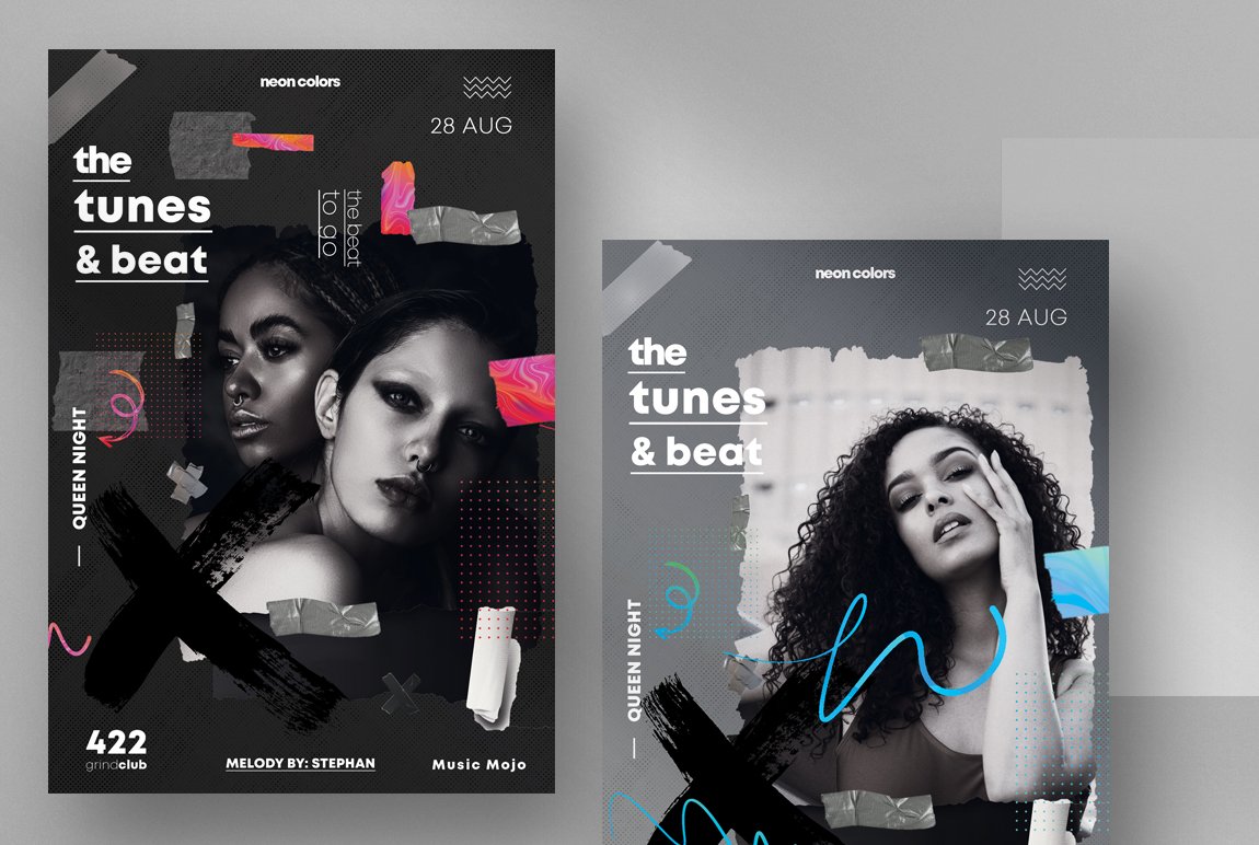 The Tunes & Beat Flyer PSD Templates preview image.