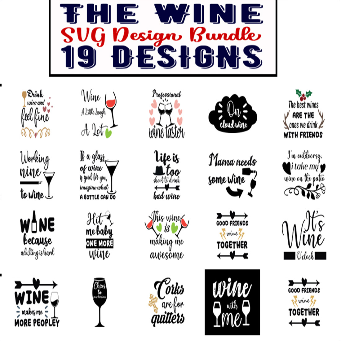 The wine design bundle 19 designs.