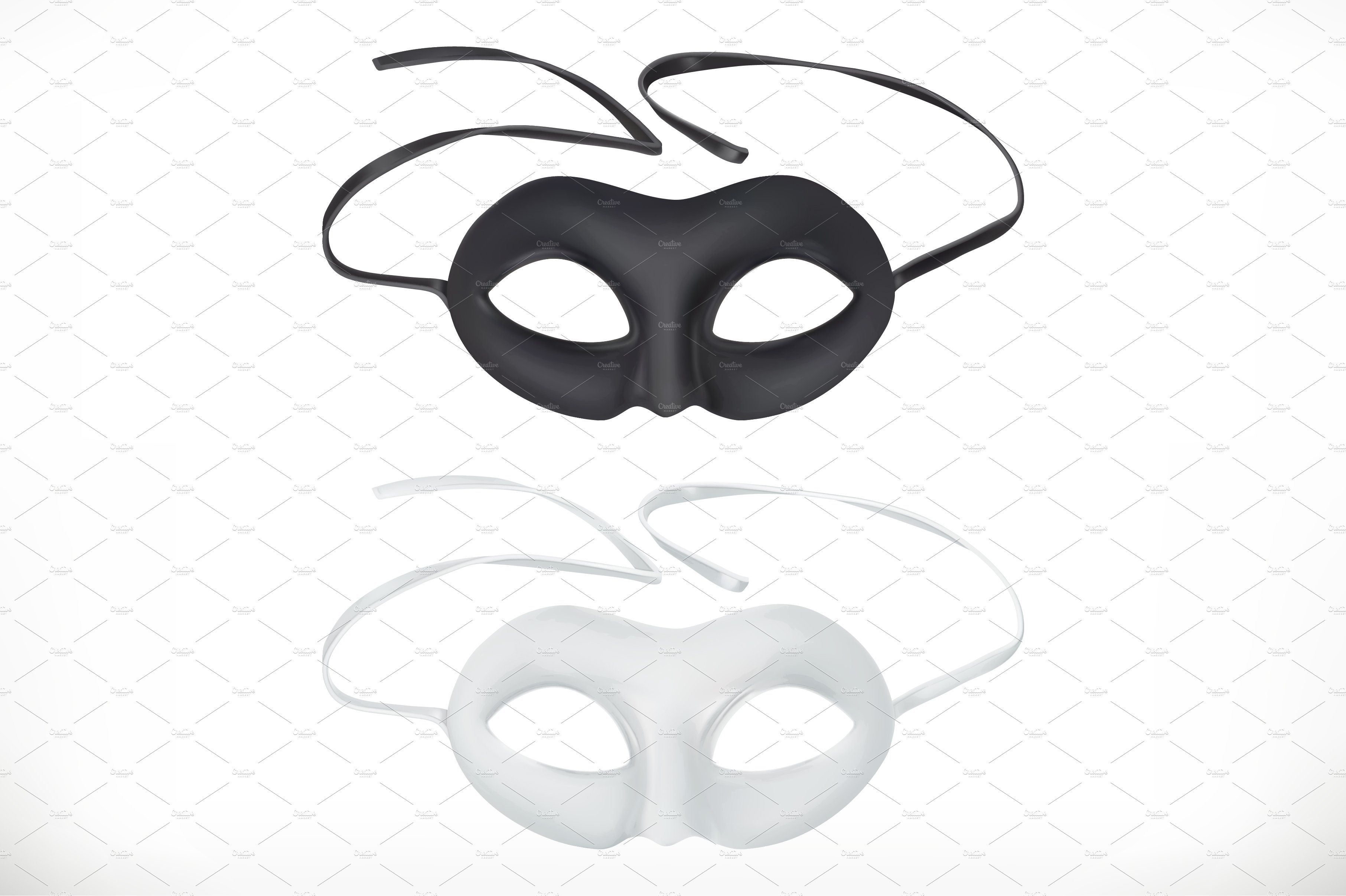 Theatrical masks, vector icons cover image.