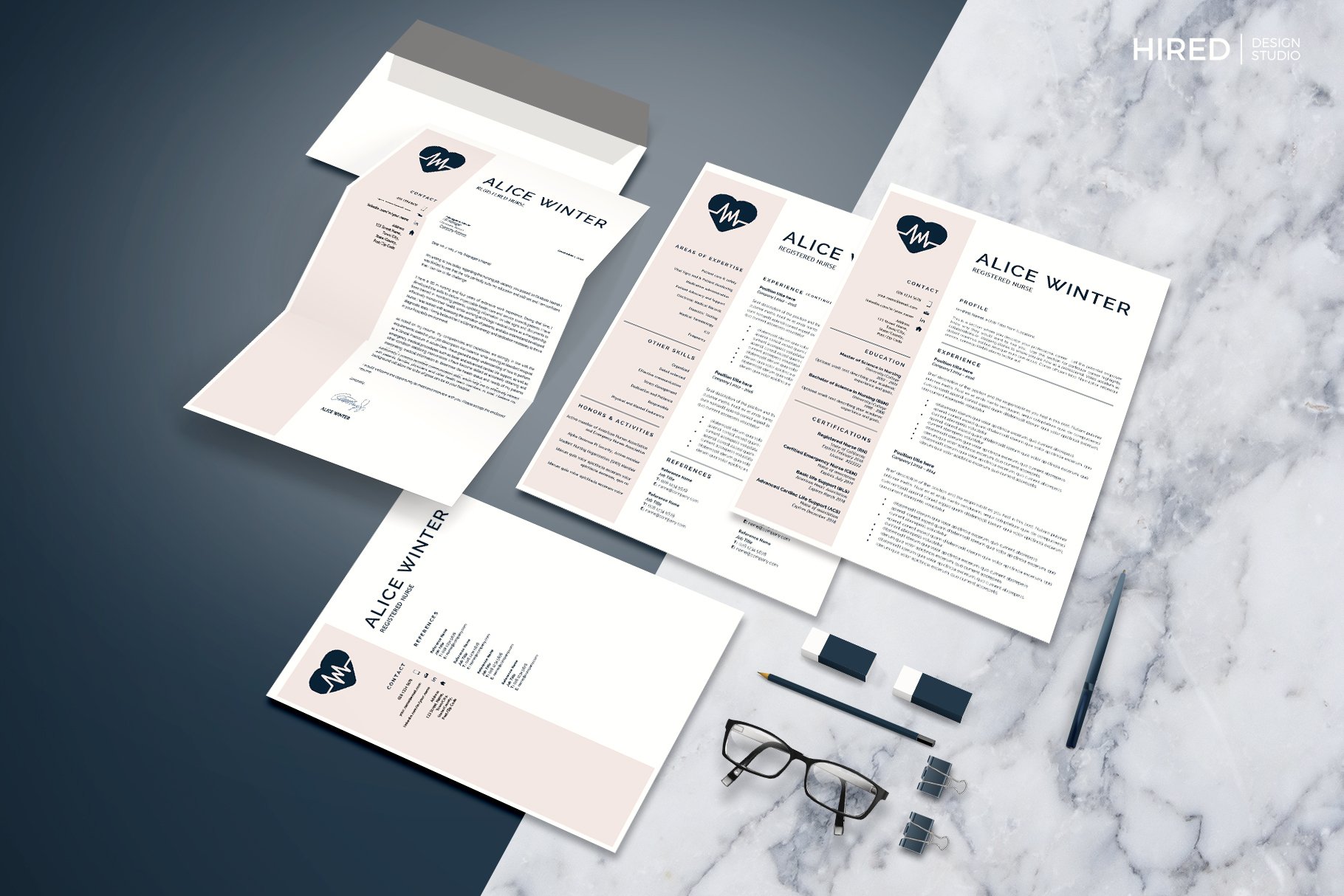 Set of three different types of resumes.