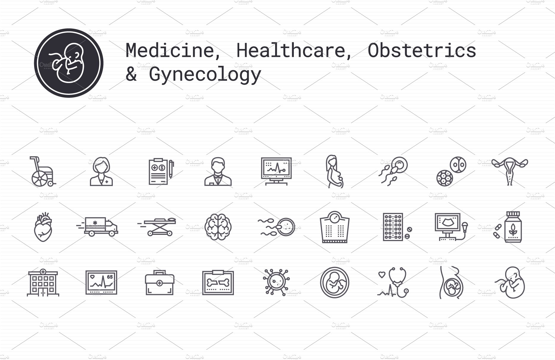 Medicine, Healthcare Thin Line Icons preview image.
