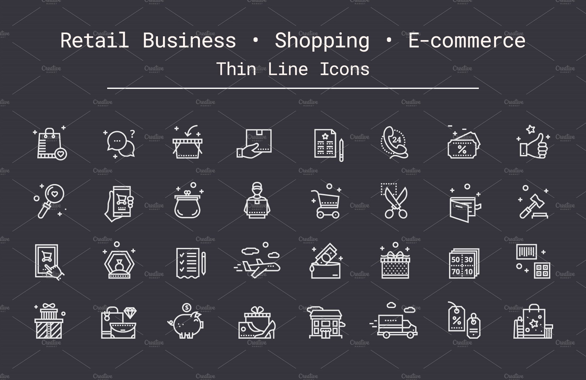 Shopping, E-commerce Thin Line Icons cover image.