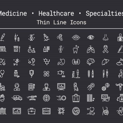 Medicine, Healthcare Thin Line Icons cover image.