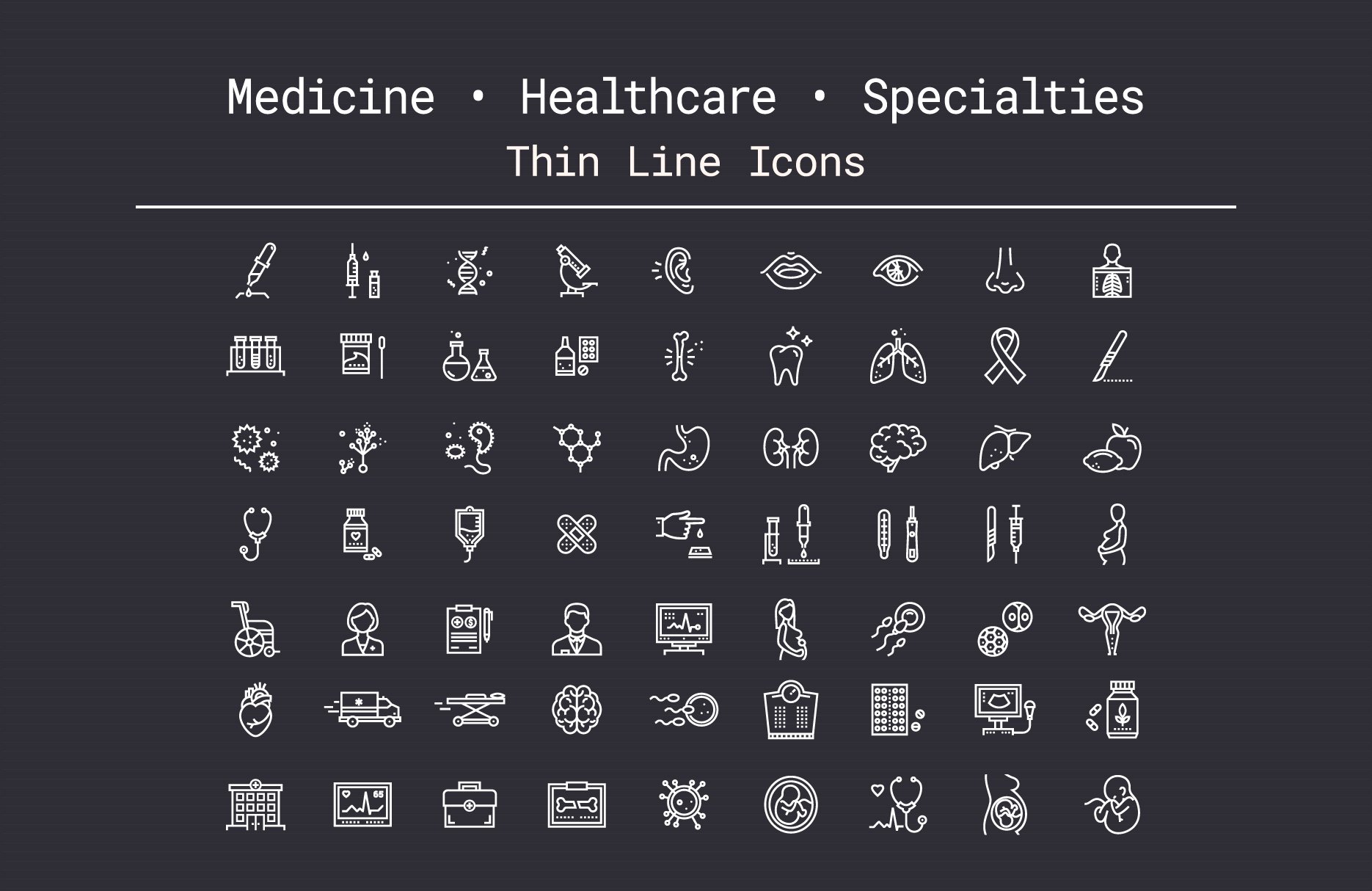 Medicine, Healthcare Thin Line Icons cover image.