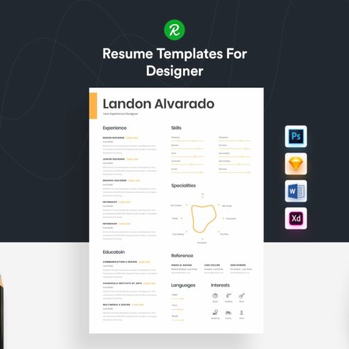 Corporate Resume Template cover image.