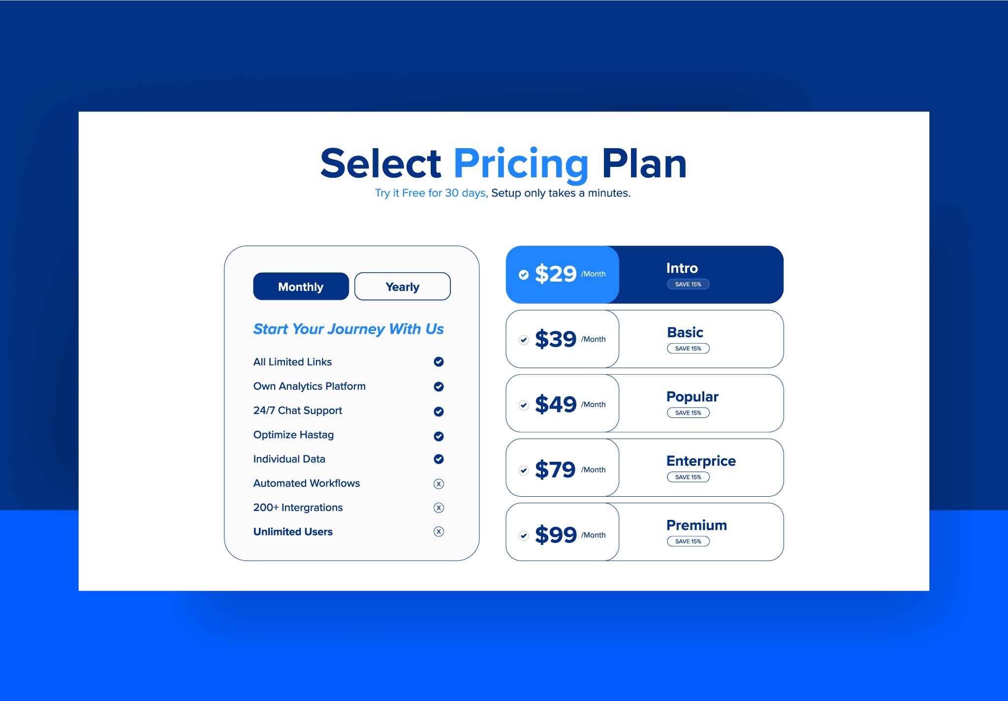 Pricing Table Monthly Plan preview image.