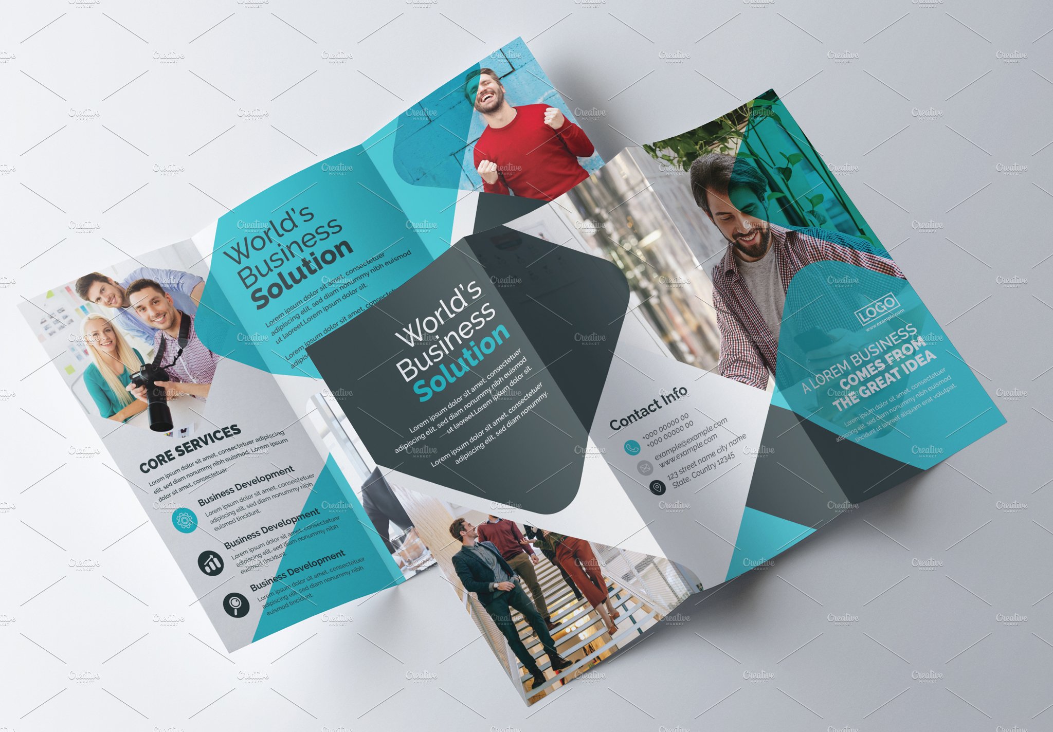 Corporate Tri-fold Brochure- Blue preview image.