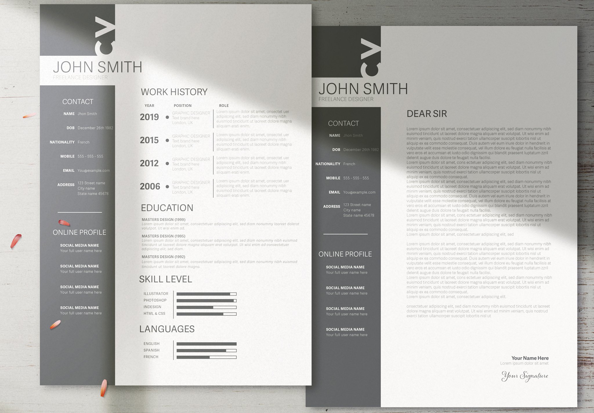 Professional Resume CV Template cover image.