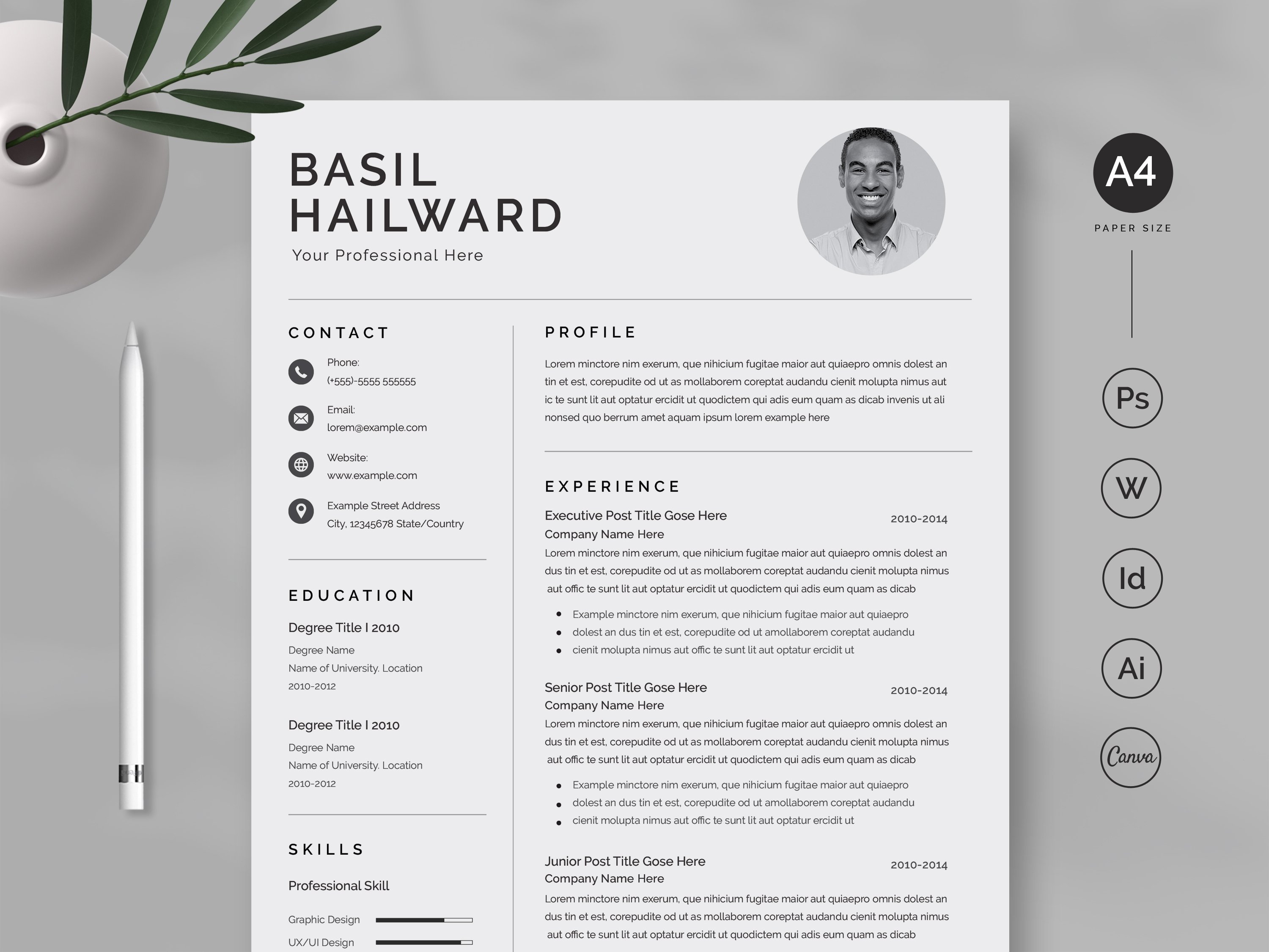 Canva Resume Template / CV cover image.