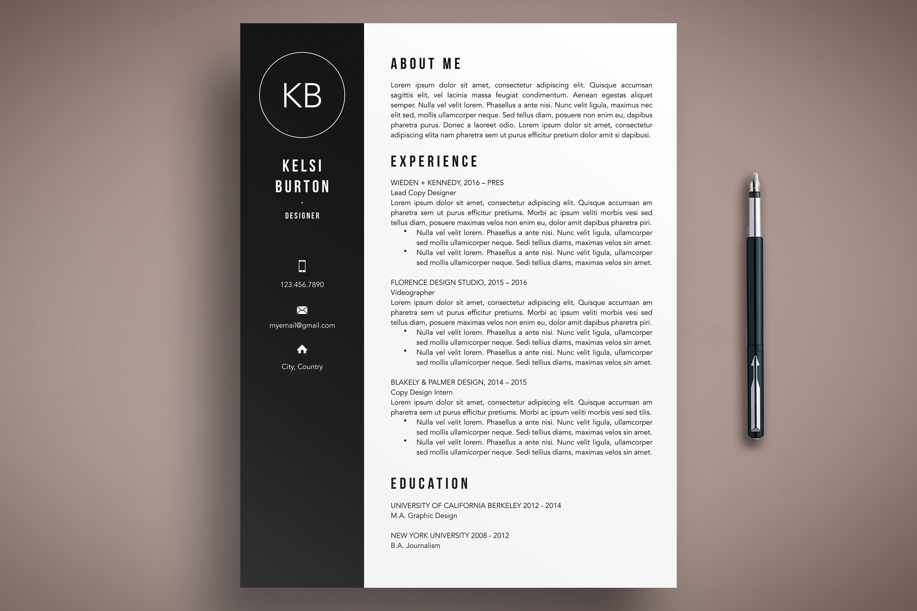 Modern Resume Template CV Word/Pages cover image.