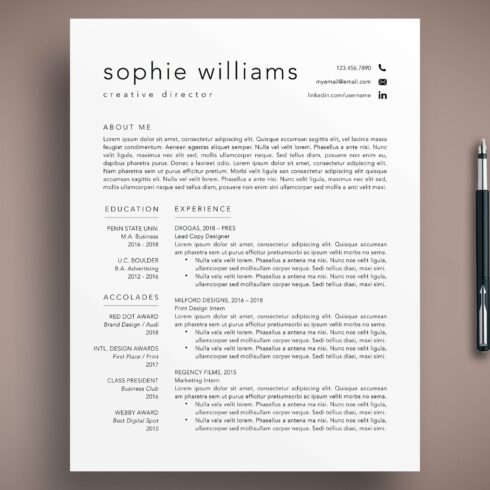 3 Page Resume CV Template Word Pages cover image.