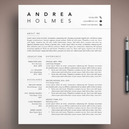 Modern Resume Template CV Word/Pages cover image.