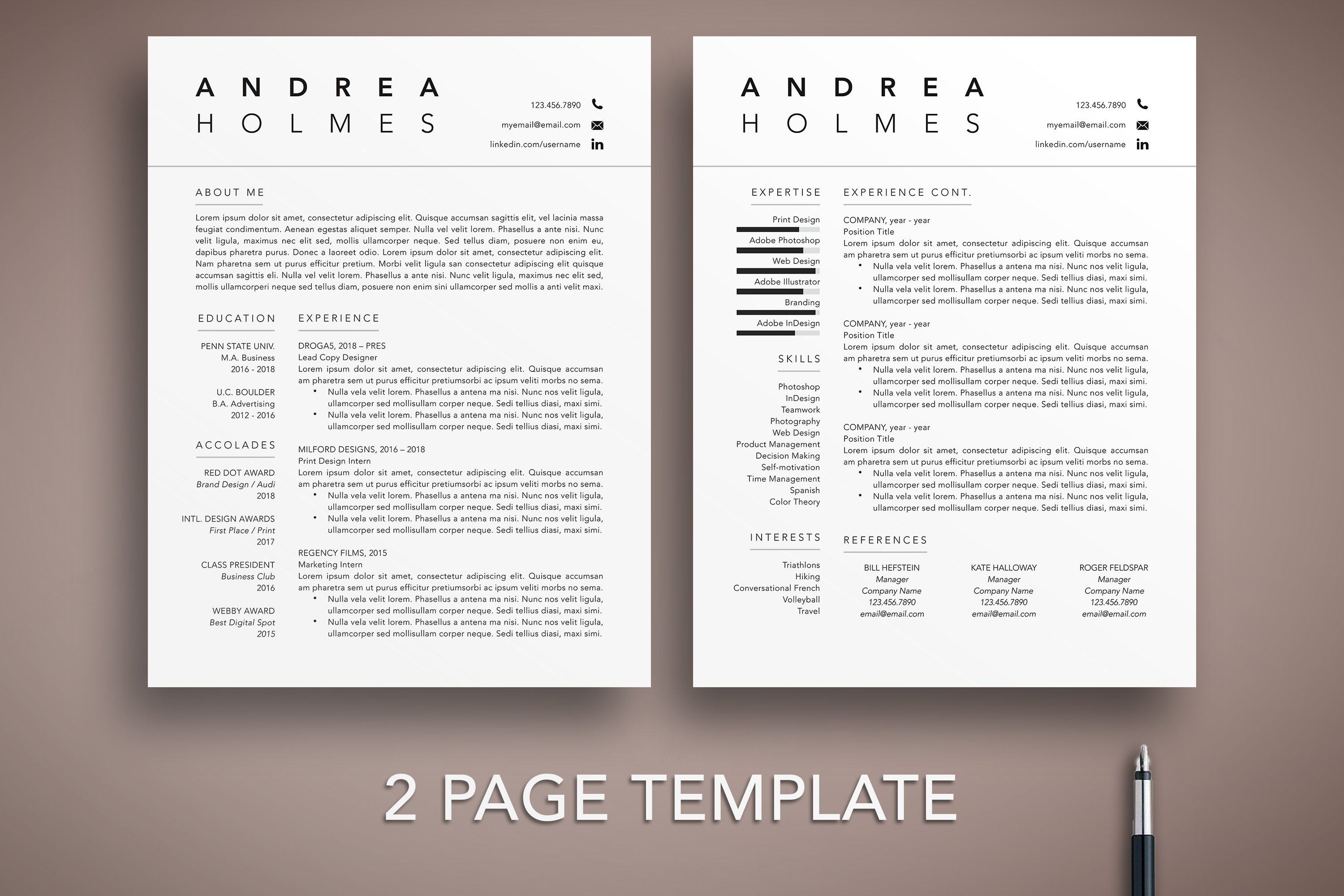 Modern Resume Template CV Word/Pages preview image.