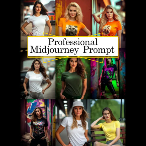 Female T-shirt Model Mockups Midjourney Prompt cover image.