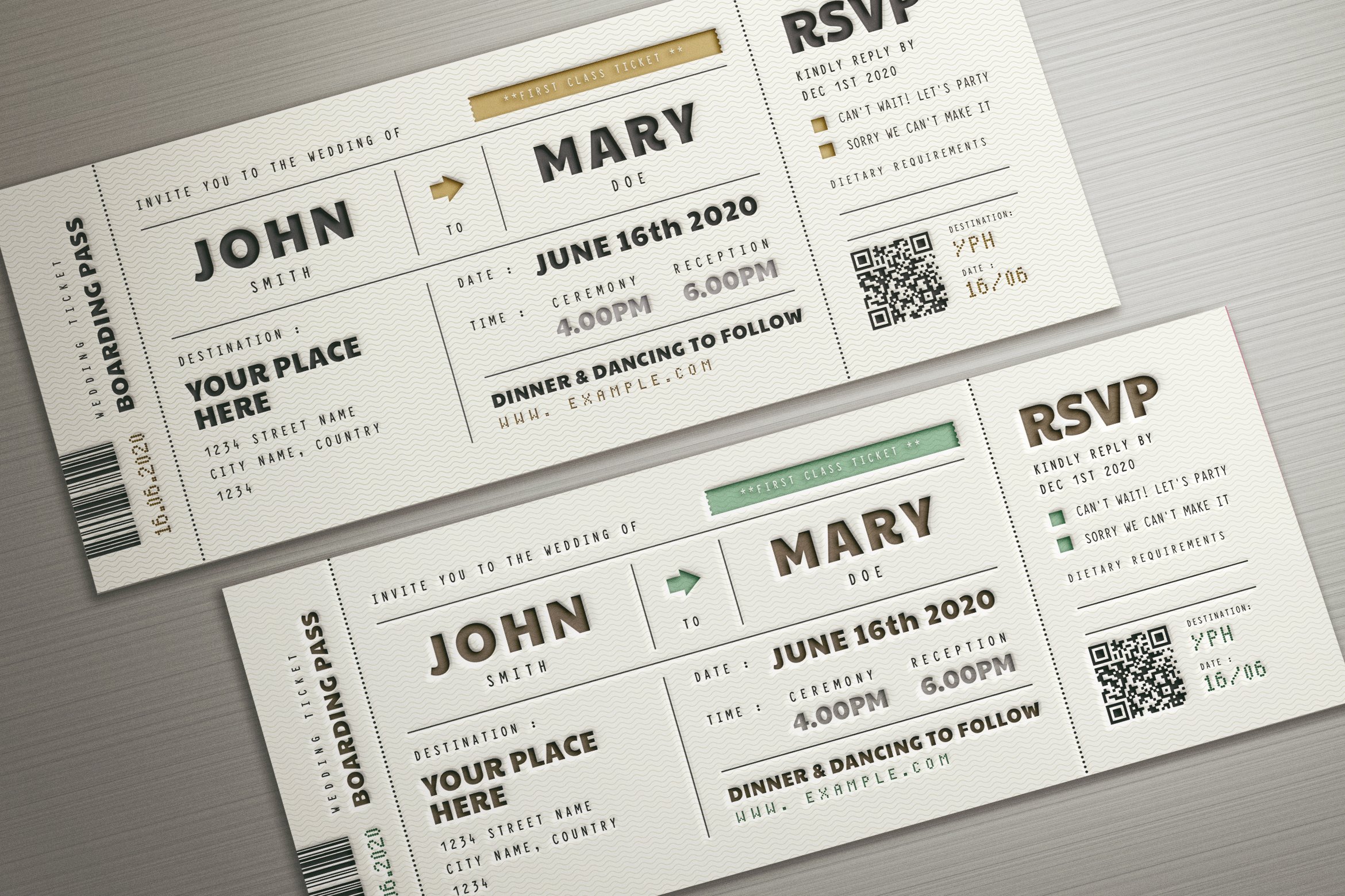 Boarding Pass Wedding Invitation preview image.