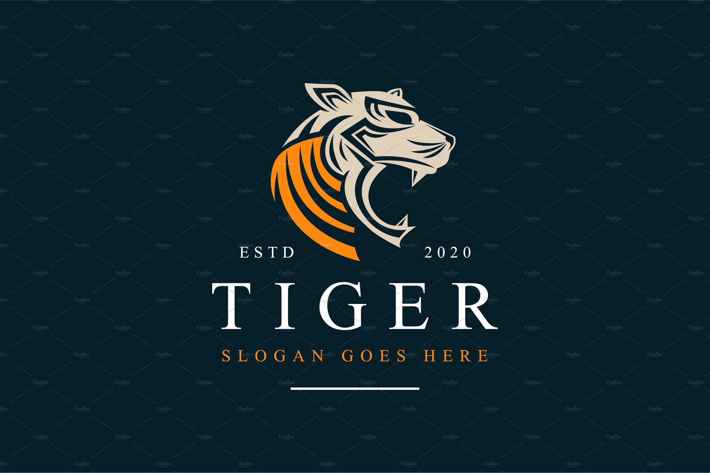 Abstract simple Tiger head logo cover image.