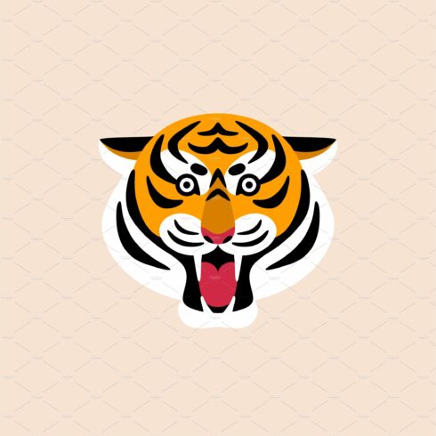 Cartoon roar tiger head icon cover image.