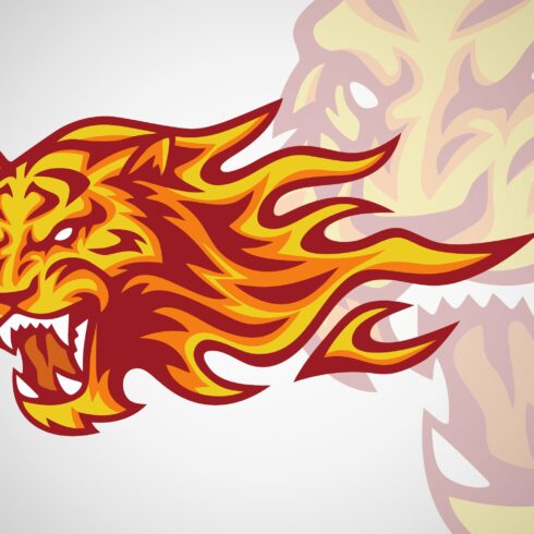Tiger Roaring Head Flaming Fire Logo cover image.