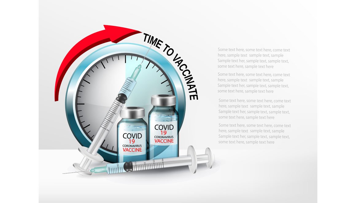 Time to vaccinate concept. Vector cover image.
