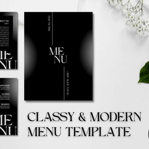 Classy Modern Chic Menu Templates cover image.