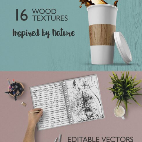 Woodgrain textures. Vector patterns cover image.