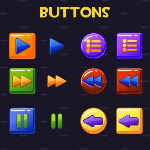 Colorful Game design Ui Buttons, cartoon button cover image.