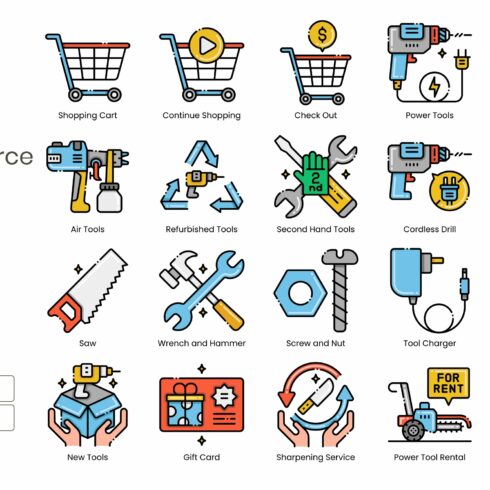 Tools and Materials eCommerce Icons cover image.