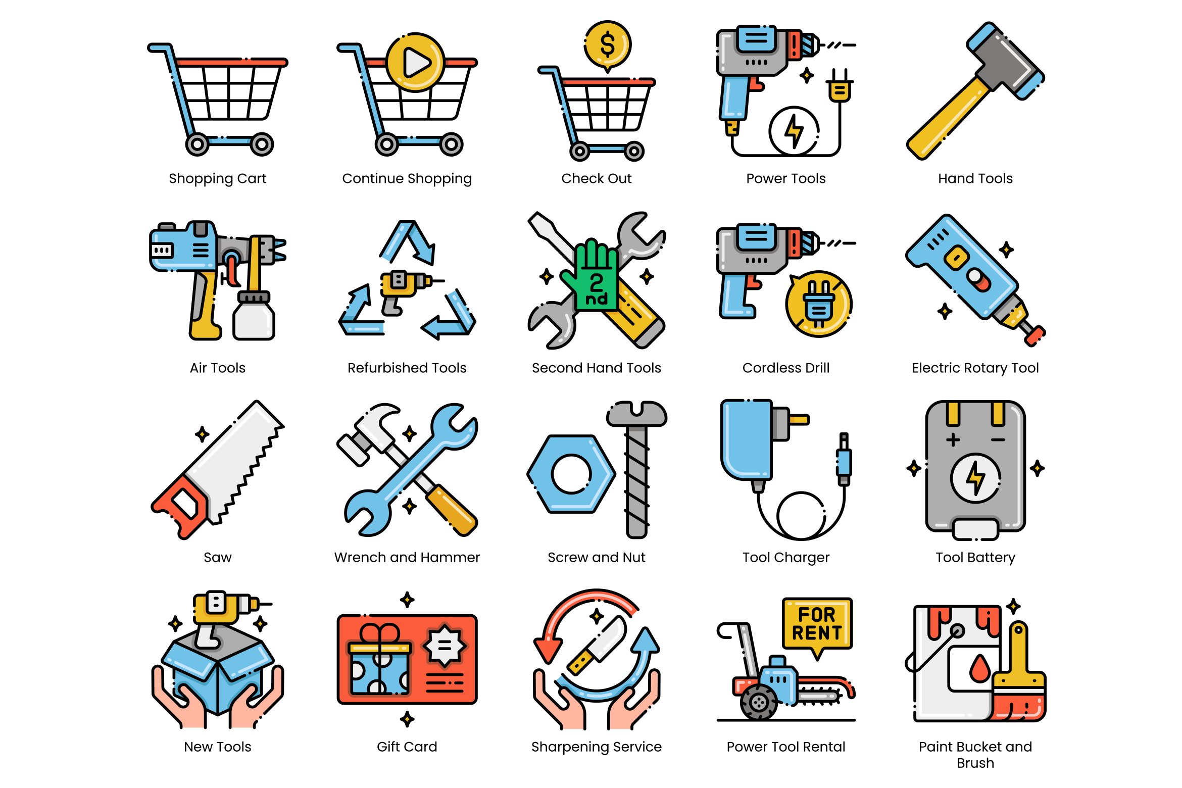 Tools and Materials eCommerce Icons preview image.