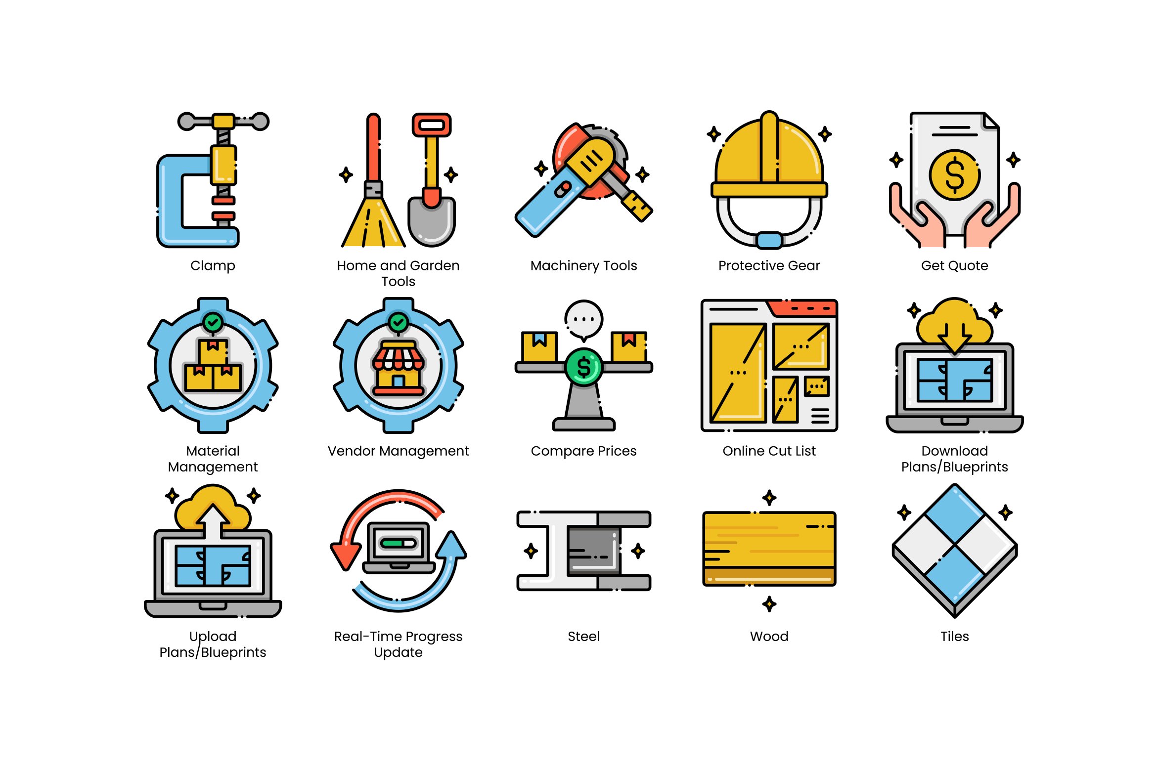 tools and materials ecommerce icons aesthetics cm 2 370