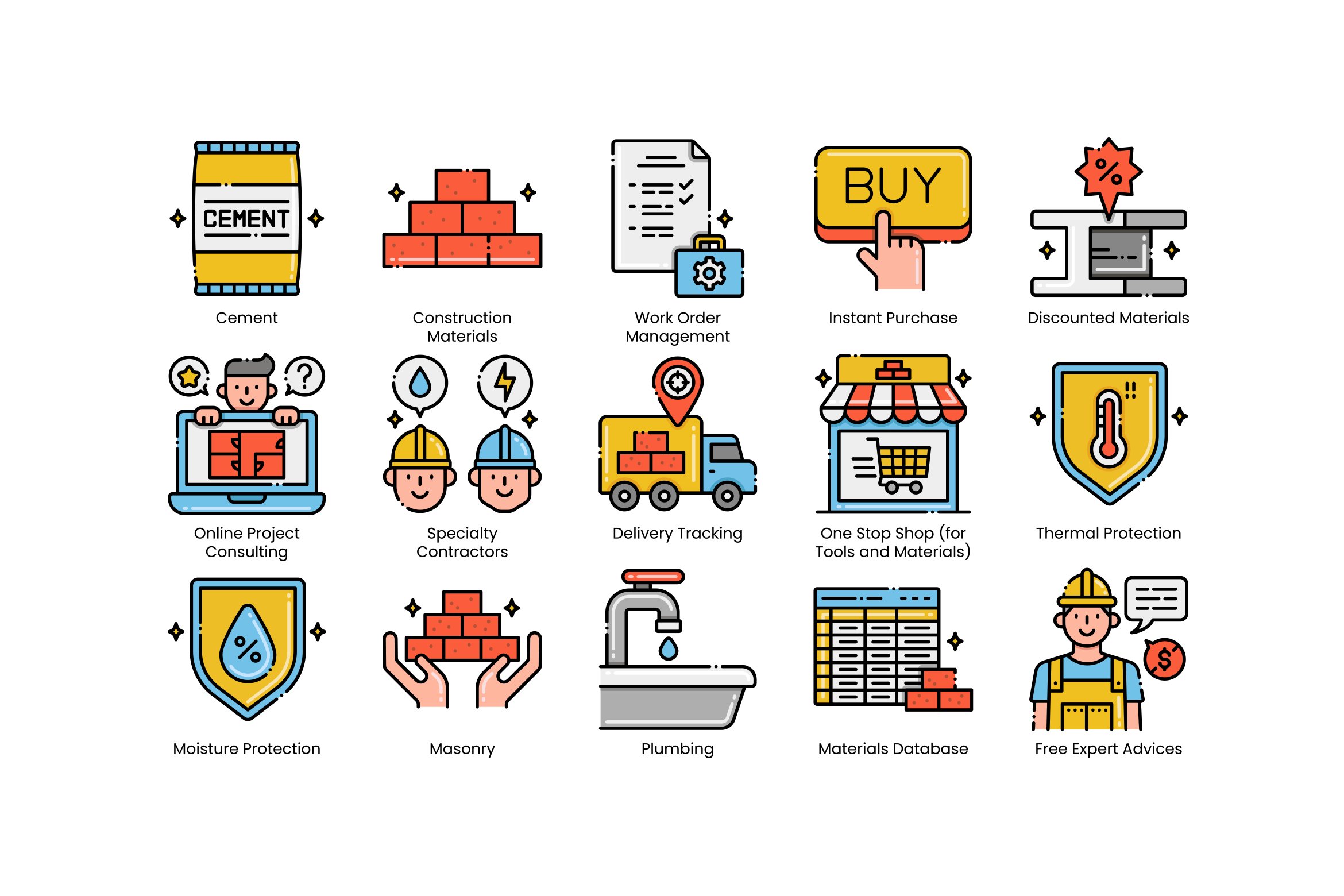 tools and materials ecommerce icons aesthetics cm 3 993