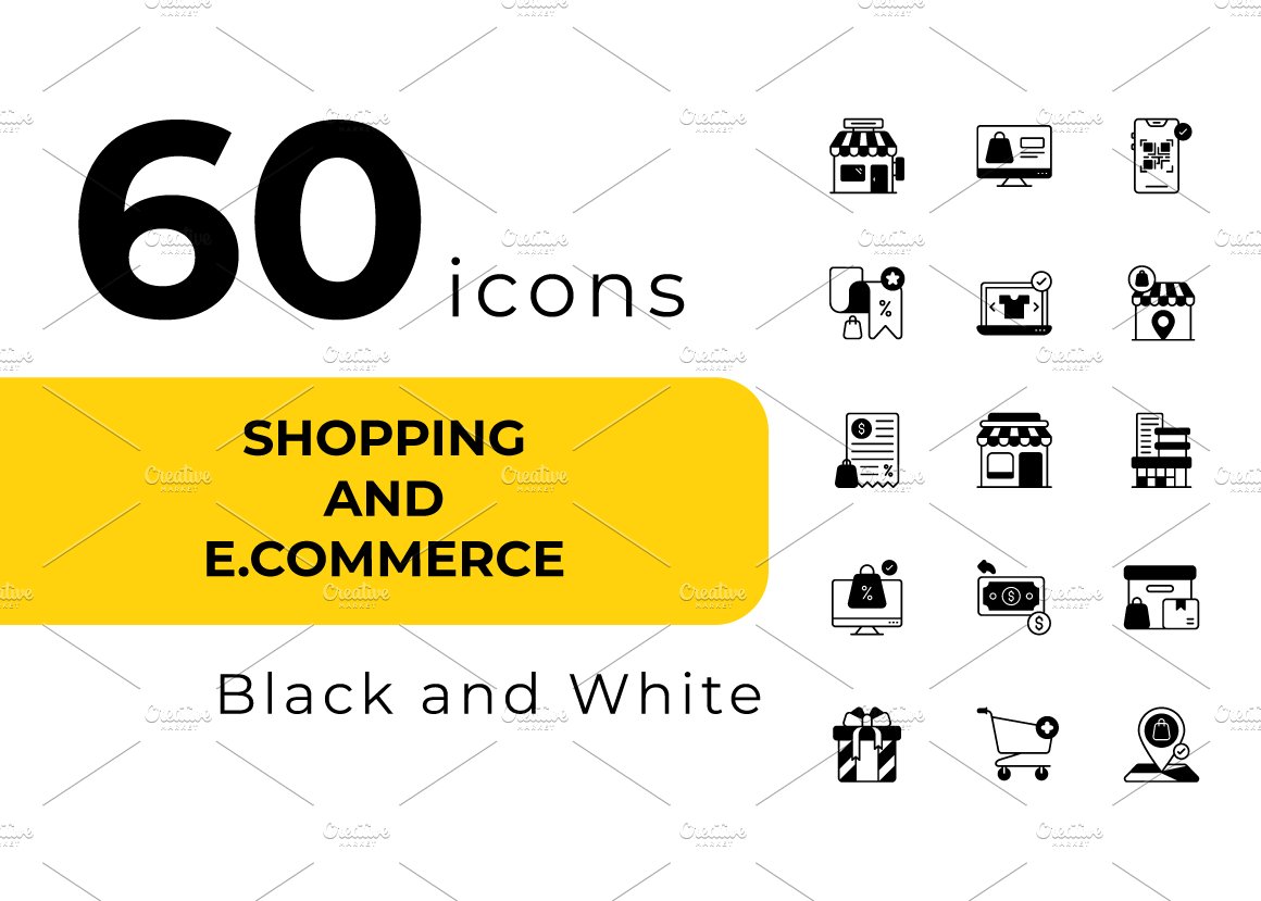 Shopping and E-Commerce icons cover image.