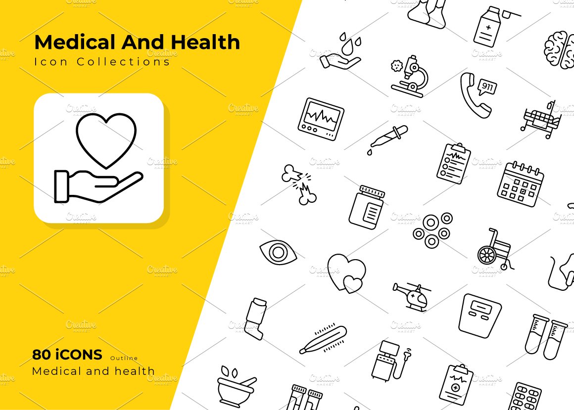 Medical and Heath icons cover image.