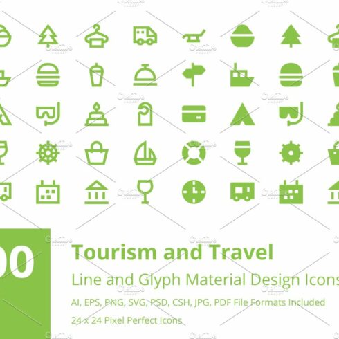 200 Tourism and Travel Material Icon cover image.