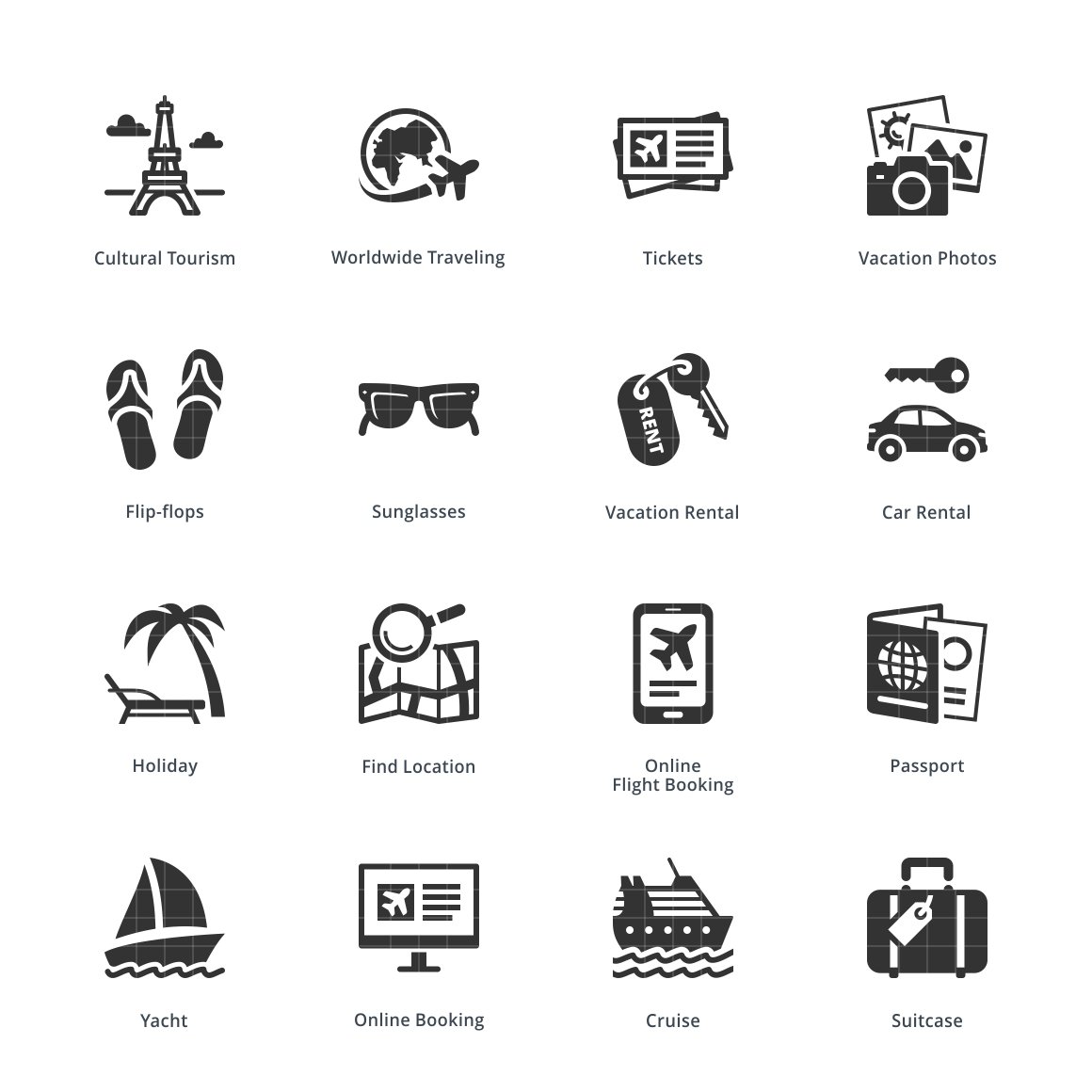 tourism travel icons set 5 116