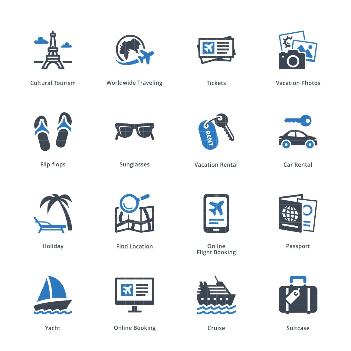 Tourism & Travel Icons Set 5 | Blue preview image.