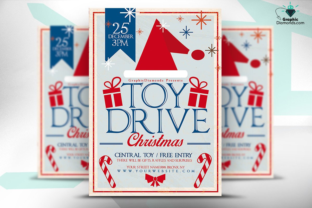 Toy Drive Christmas Flyer cover image.
