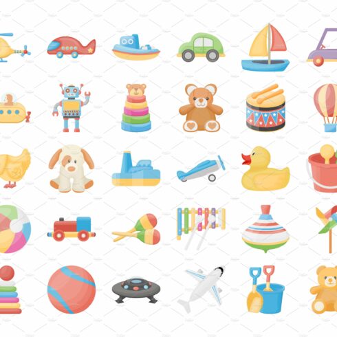 60 Toys Vector Icons cover image.