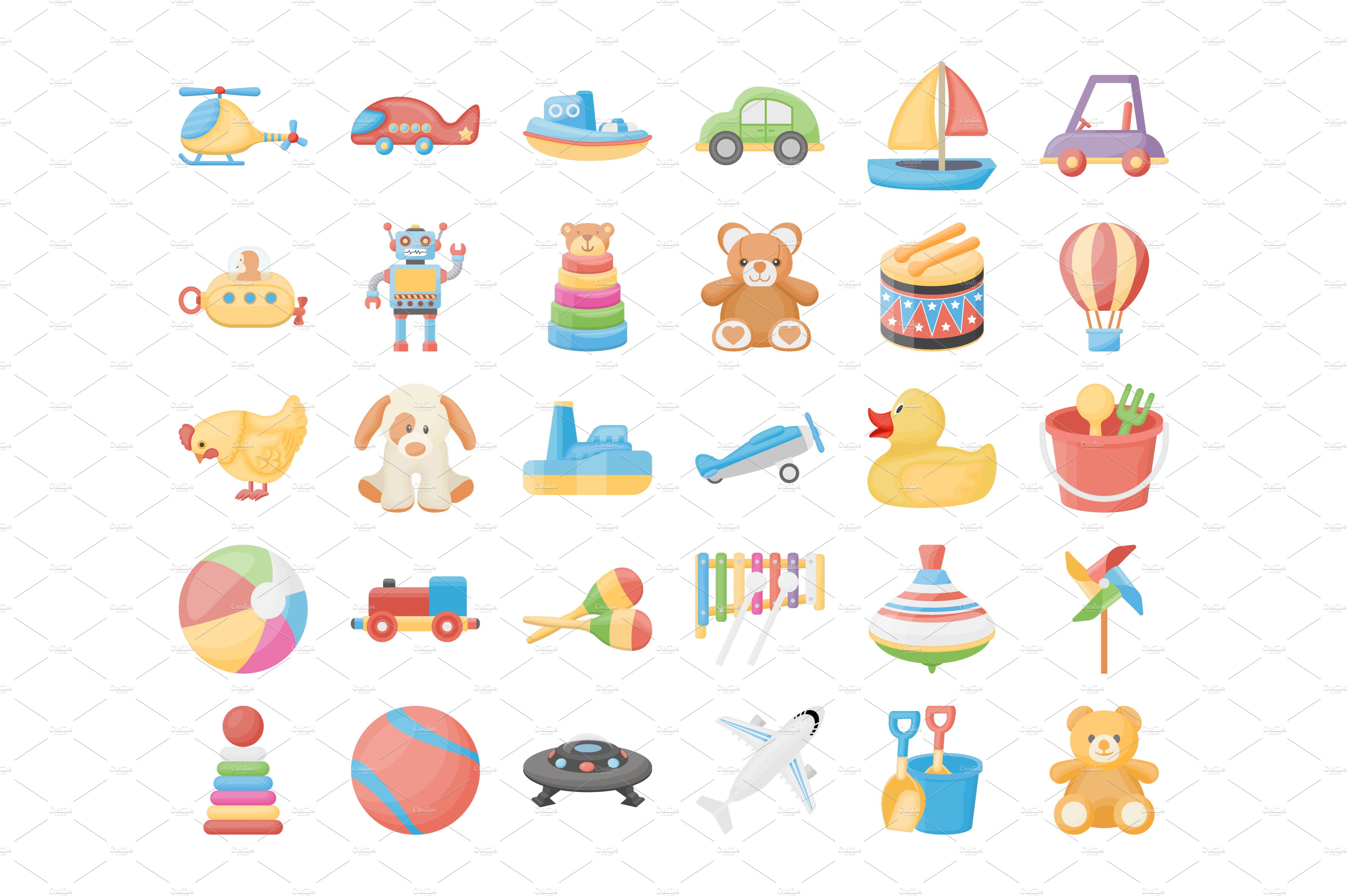 60 Toys Vector Icons cover image.