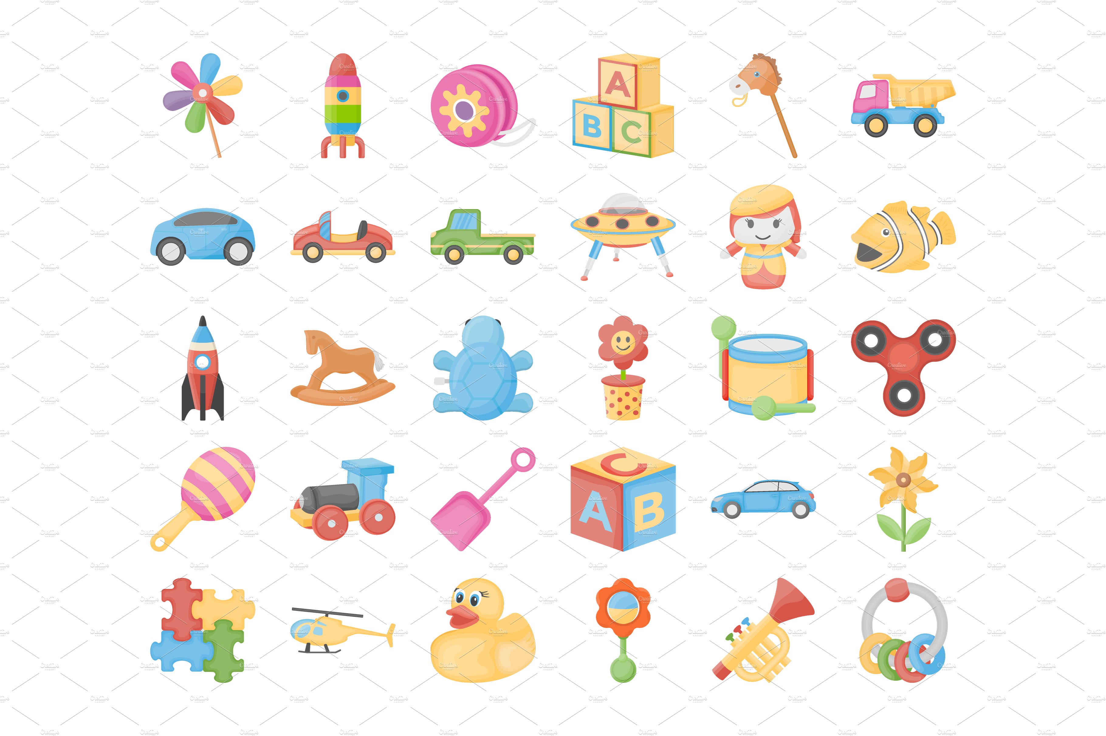 60 Toys Vector Icons preview image.
