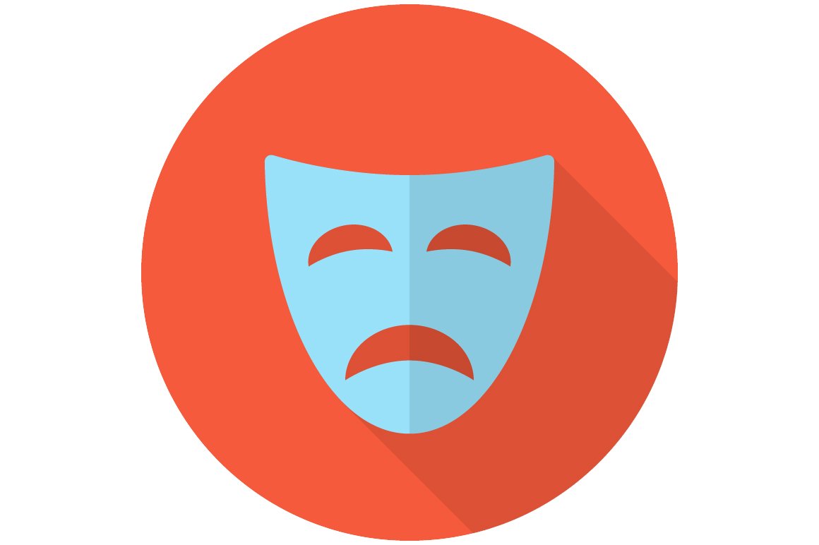 Tragedy mask flat icon cover image.